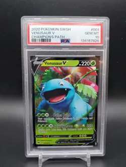 2020 Venusaur V 001/073 Champion’s Path PSA 10 Pokemon TCG - Image 1