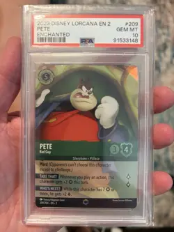 Disney Lorcana Pete - Bad Guy (Enchanted) 209/204 PSA 10 💎 - Image 1