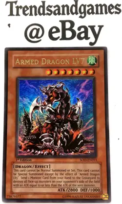 YUGIOH - ARMED DRAGON LV7 - SOD-EN015 - 1ST ED - ULTRA - NM SOUL OF THE DUELIST - Image 1