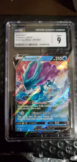 CGC 9 Suicune V 031/203 Evolving Skies Holo Ultra Rare Pokemon Card TCG English - Image 1