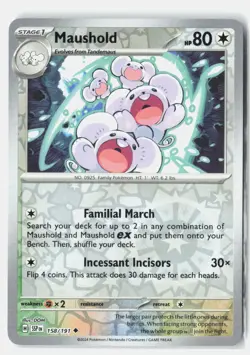Maushold 158/191 Uncommon Surging Sparks Pokemon Reverse Holo Near Mint DOM - Image 1