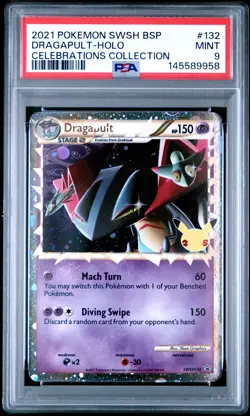 2021 POKEMON SWSH BLACK STAR PROMO CELEBRATIONS COLL #132 DRAGAPULT-HOLO PSA 9 - Image 1