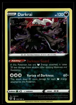 Darkrai 105/189 Darkness Ablaze Rare Holo Pokemon - Image 1