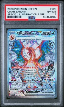 2023 POKEMON OBF EN-OBSIDIAN FLAMES SPECIAL ILLUSTRATION RARE CHARIZARD EX PSA 8 - Image 1