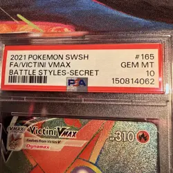 2021 Pokemon Victini VMAX (Secret) 165/163 SWSH Battle Styles Holo PSA GEM MT 10 - Image 2