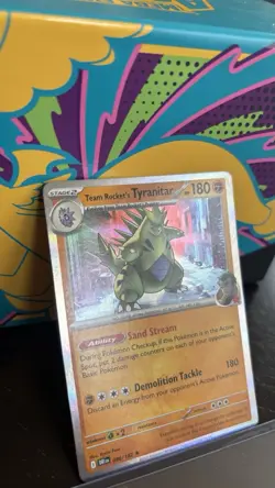 Team Rocket's Tyranitar 096/182 Holo Rare Destined Rivals NM Pokemon TCG - Image 1
