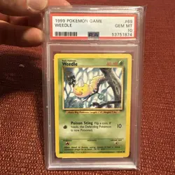 1999 Pokemon Base Set Unlimited #69 Weedle Gem Mt PSA 10 - Image 1