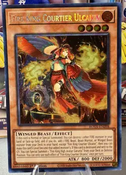 Yugioh! Fire King Courtier Ulcanix - ROTA-EN098 Secret Rare 1st Edition Gem Mint - Image 1