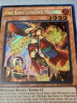 Yugioh! Fire King Courtier Ulcanix - ROTA-EN098 Secret Rare 1st Edition Gem Mint - Image 2