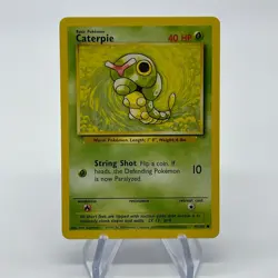 Caterpie 45/102 - Common 1999 English Base Set Pokemon Card - Near Mint NM & LP - Image 1