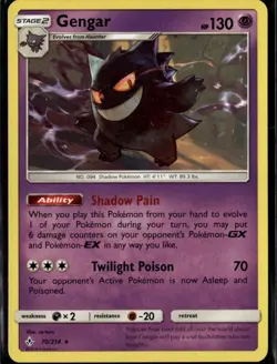 Gengar Rare SM - Unbroken Bonds 70/214 Psychic Normal Pokemon Card - Image 1