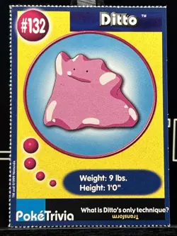 Ditto #132 Pokemon The First Movie Promo Card PokeTrivia PERFORATED - Image 3