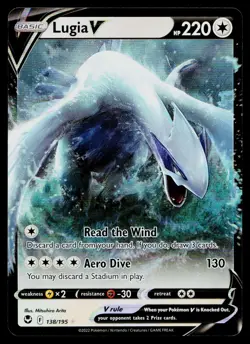 Lugia V 138/195 Holo V Rare Silver Tempest Pokemon Near Mint - Image 1