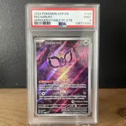 2024 POKEMON SVP SHROUDED FABLE PECHARUNT 129 POKEMON CENTER ETB PSA 9 - Image 1