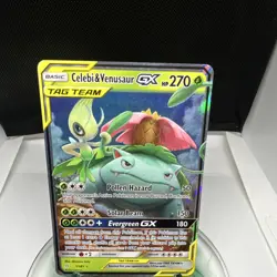 Pokemon Celebi & Venusaur GX TAG TEAM Ultra Rare Holo 1/181 Team Up 2019 - Image 1