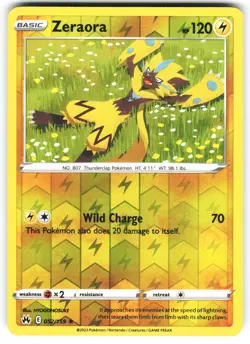 Zeraora 052/159 Rare Crown Zenith Pokemon Reverse Holo Near Mint - Image 1