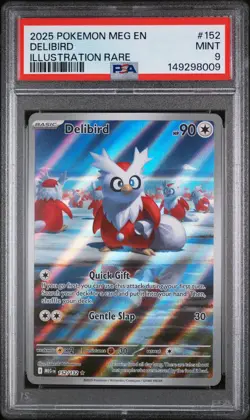 2025 Pokemon Meg En-Mega Evolution #152 Delibird Illustration Rare PSA 9 - Image 1