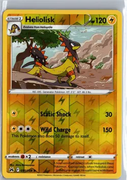 Heliolisk 050/159 Rare Crown Zenith Pokemon Reverse Holo NM/M - Image 1
