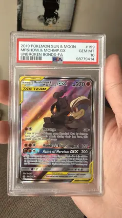 Pokemon - PSA 10 - Marshadow & Machamp GX - 199/214 - Unbroken Bonds - English - Image 1