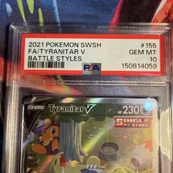 PSA 10 Tyranitar V #155/163 Alternate Full Art 2021 Pokemon SwSh Battle Styles - Image 2