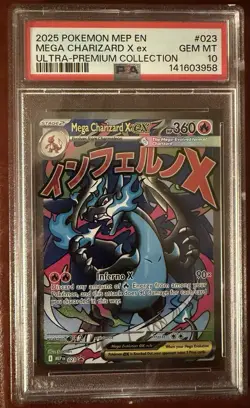 2025 Pokemon MEP EN Mega Charizard X EX Ultra Premium #023 PSA 10 GEM MINT - Image 1