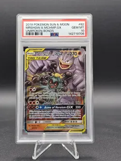 Pokemon PSA 10 GEM MINT Marshadow And Machamp GX 82/214 Unbroken Bonds - Image 1