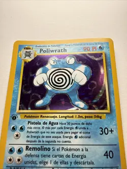 Pokemon Poliwrath Base Set 1st Edition SPANISH Holo Rare #13 - Image 3