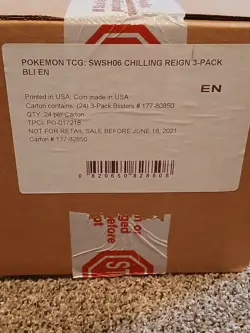 Pokemon Sword & Shield Chilling Reign 3 Pack Blister Case Factory Sealed - Image 1