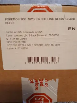 Pokemon Sword & Shield Chilling Reign 3 Pack Blister Case Factory Sealed - Image 2