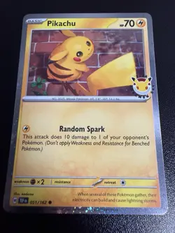 Pikachu 051 /162 Stamped 2026 Pokemon Day 30th Anniversary Promo Cosmos w/ SWIRL - Image 1