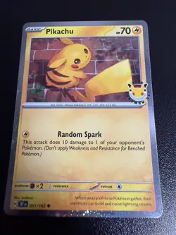Pikachu 051 /162 Stamped 2026 Pokemon Day 30th Anniversary Promo Cosmos w/ SWIRL - Image 3