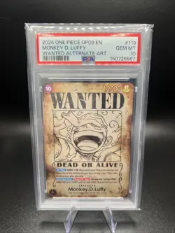 2024 One Piece OP09 En #119 Monkey D. Luffy Wanted Alternate Art PSA 10 GEM MINT - Image 1
