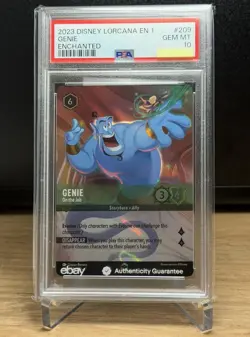 DISNEY LORCANA THE FIRST CHAPTER #209 GENIE: ON THE JOB ENCHANTED FOIL ⚔ PSA 10 - Image 1