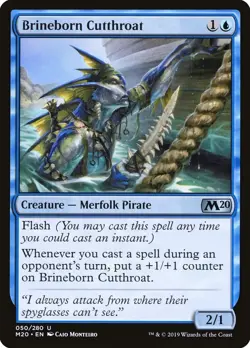 Brineborn Cutthroat 50 M20 MTG Blue Merfolk Pirate Flash 2019 Monteiro Uncommon - Image 1