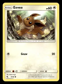 Eevee 49/68 Common Hidden Fates Pokemon NM - Image 1