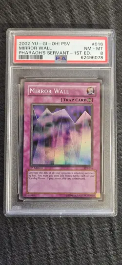 2002 Yu-Gi-Oh! Mirror Wall Pharaoh's Servant PSV-016 Super Rare 1st Ed PSA 8 - Image 1