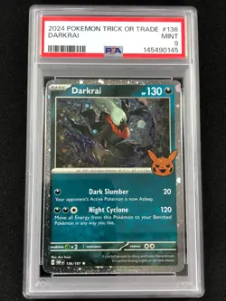Pokemon 2024 Darkrai 136/197 Trick Or Trade PSA 9 - Image 1