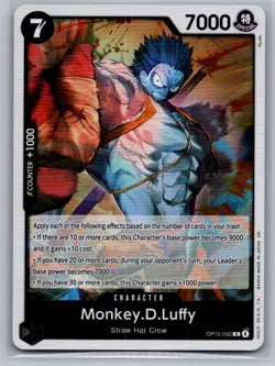 Monkey.D.Luffy OP15-092 Rare Adventure on Kami's Island One Piece Foil Near Mint - Image 1