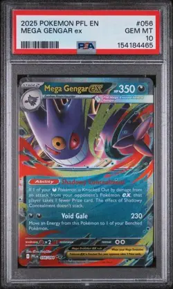 Mega Gengar ex PSA 10 English Pokemon Card 056/094 ME02: Phantasmal Flames 2025 - Image 1