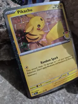 pokemon Cards Pikachu Holo 30th Basic 1pcs+1pcs Sleeve 2024 # 051/162 - Image 3