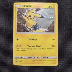 Pokemon TCG Pikachu Sun & Moon Black Star Promo Card SM98 Cosmos Holo Rare NM - Image 1