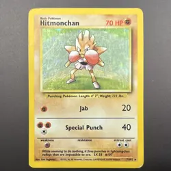 Pokemon Hitmonchan 007/102 Base Set Holo Rare Card English Pokemon TCG - Image 1