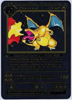 Pokemon Black METAL Card Display Gift 1st Edition Charizard Base Set Custom - Image 1
