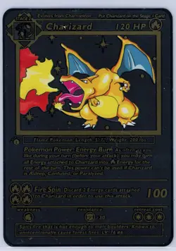 Pokemon Black METAL Card Display Gift 1st Edition Charizard Base Set Custom - Image 3