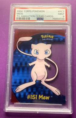 2000 Topps Pokemon TV #PC7 Mew Clear Card Animation Series 3 PSA 9 MINT - Image 1