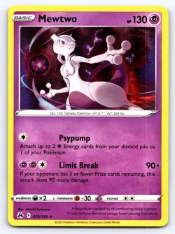 Mewtwo 059/159 Holo Rare Crown Zenith Pokemon Lightly Played - Image 1