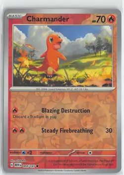Pokemon TCG Scarlet & Violet 151 MEW Reverse Foil Common #4/165 Charmander - Image 1