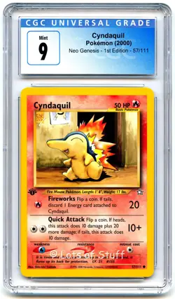 CGC 9 MINT Cyndaquil Neo Genesis 1st Edition Pokemon 2000 WOTC 57/111 -75 - Image 1
