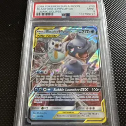 2019 POKEMON BLASTOISE & PIPLUP GX SUN & MOON COSMIC ECLIPSE 38/236 PSA 9 MINT - Image 1