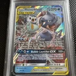 2019 POKEMON BLASTOISE & PIPLUP GX SUN & MOON COSMIC ECLIPSE 38/236 PSA 9 MINT - Image 2